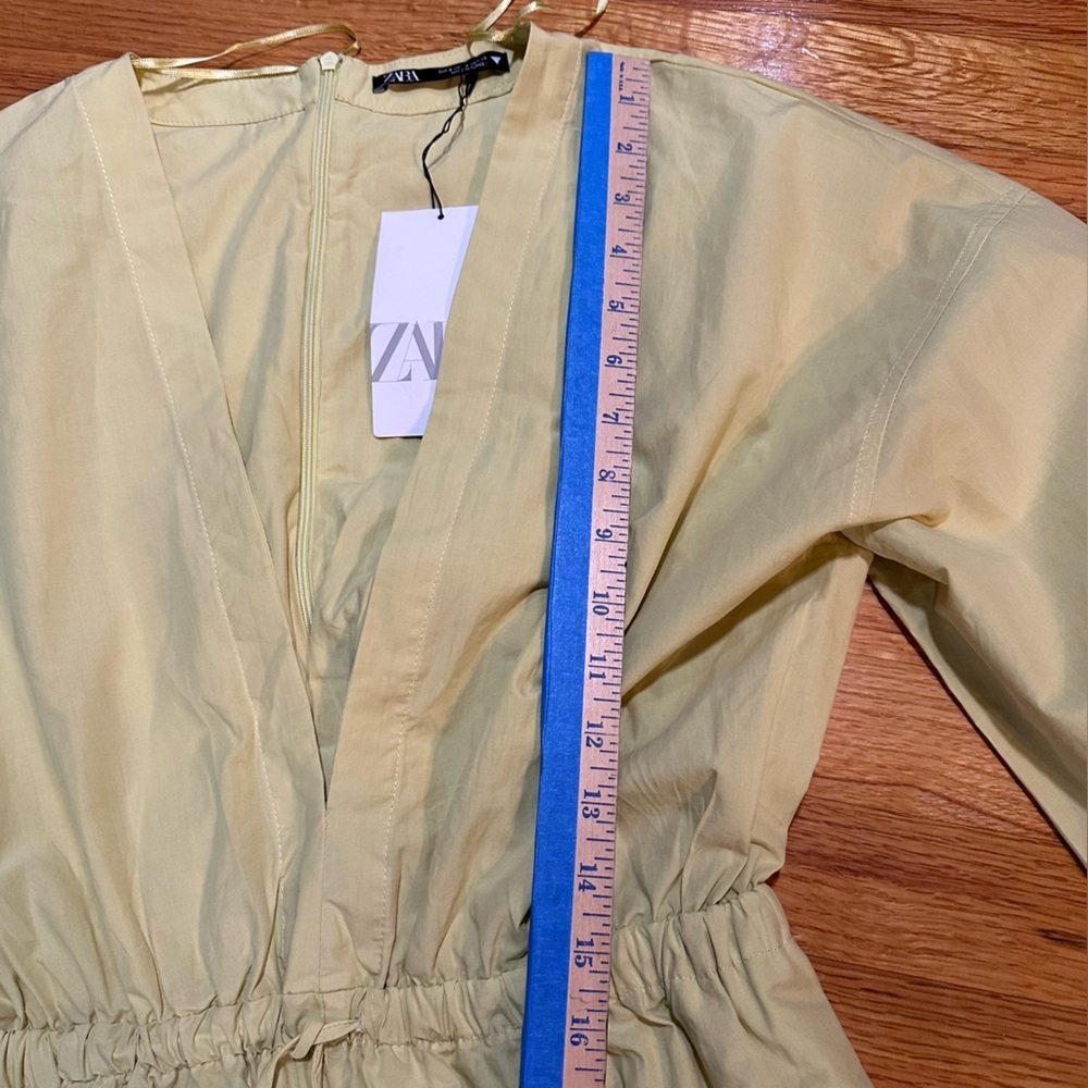Zara Pale Yellow Long Sleeve Drawstring Jumpsuit - Picture 6 of 10